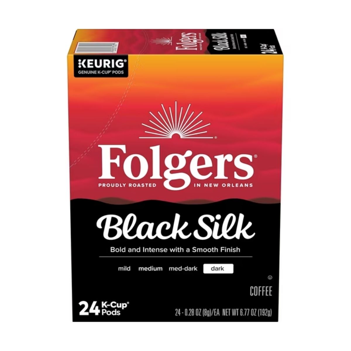 Folgers Black Silk, Dark Roast Coffee, Keurig K Cup Pods, 24 Count Box